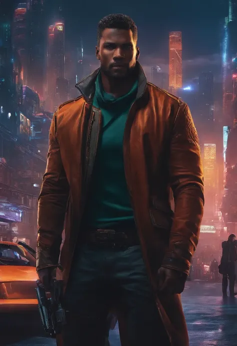 homem forte, Looking like a modified hero in a cyberpunk-style city