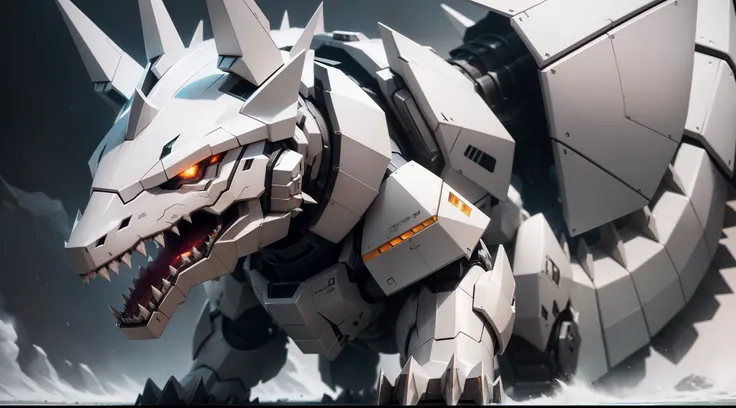 a close up of a drawing of a dragon with a sword, well armored mech dragon, white mecha iron, reflected sliver ice color armor, sharp robot dragon paws, draconian looking armor, art zoids, sharp dragon claws robot, Omegamon concept art, Robot dragon feet, ...