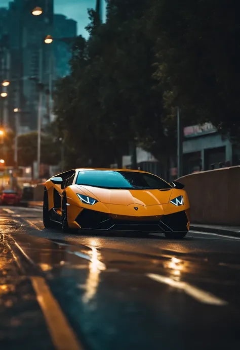 a close up of a lamborghini car parked on a city street, wallpaper mobile, cinematic poster, phone wallpaper, like matrix, motivational poster,black color lamborghini car, money raining from the sky,cinematic 4 k wallpaper, cinematic 4k wallpaper, matrix l...