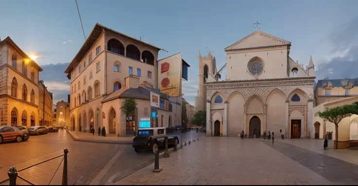 reimagine this city square 200 years in the future, africa, hyperrealistic photo, notre dame