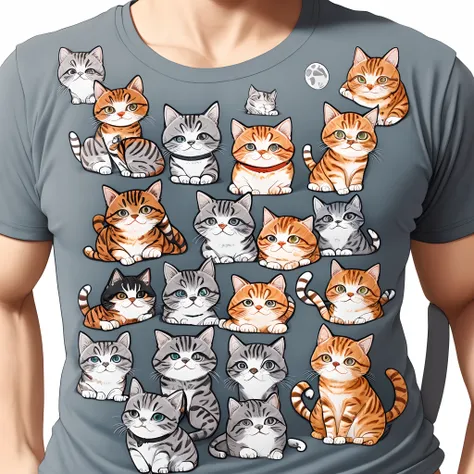 T-shirt com estampa de gatinhos minimalista