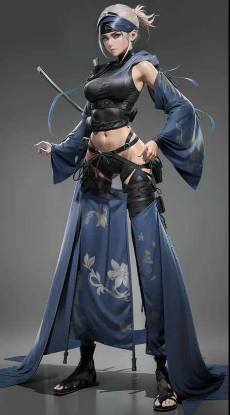 crie um personagem feminino usando uma roupa de ninja