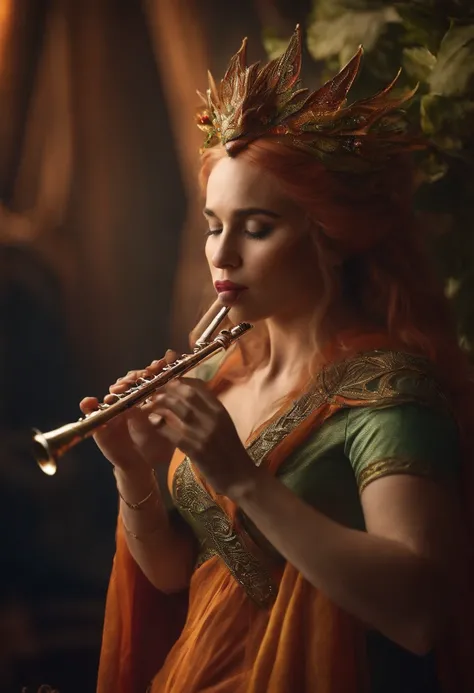 Mother of dragons playing a flute