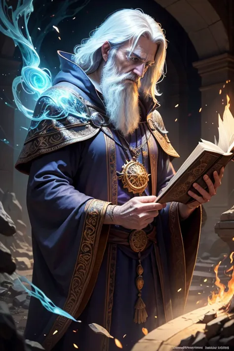 ((Best quality)), ((masterpiece)), ((realistic cartoon)), ((perfect character)):

In this stunning and highly detailed realistic cartoon, we present a mage summoning his enchantments in a mystical world. The mage stands tall, clad in intricate and detailed...