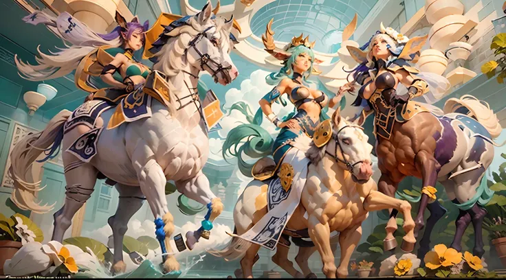 In the beautiful illustration of this super-grand scene，The ultra-long-range lens is shown（Over eight unique centaur characters：9.9），They all have their own characteristics，Vivid and interesting。Radiant angelic centaurs from the heavenly realm，To the helli...