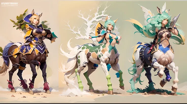 In the beautiful illustration of this super-grand scene，The ultra-long-range lens is shown（Over eight unique centaur characters：9.9），They all have their own characteristics，Vivid and interesting。Radiant angelic centaurs from the heavenly realm，To the helli...