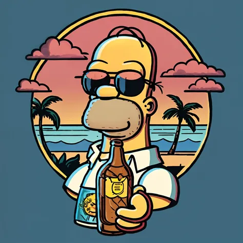 um close up de um personagem de desenho animado segurando uma garrafa de cerveja, estilo Homero Simpson, Como se Homer Simpson ganhasse vida, Homero Simpson, estilo simpsons, Homer Simpson fotorrealista, estilo simpsons, Retrato de Homer Simpson, Grafite d...