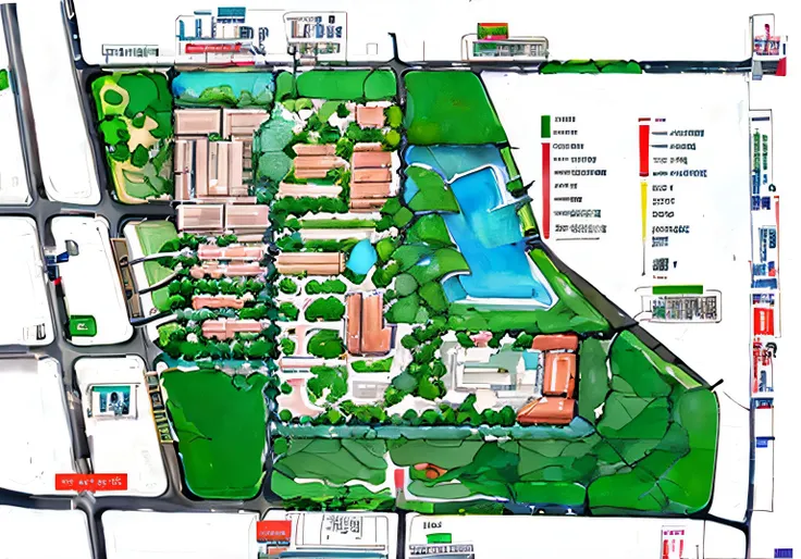 Map of the park with many buildings and many trees, College, Top view map, Tourist map, Game map, Detailed map, shenzhen, city map, school, Student, University, beijing, full - view, Map, Detailed picture, ultra-detailliert, detailed screenshot, [ down vie...