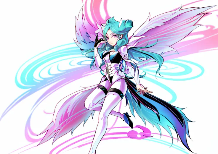 Draw a fairy with wings and a tail, clean anime outlines, Simple lines of art, clean lineart, bold lineart, linear art, Line art!!, intense line art, thick lineart, thick black lineart, ahri from league of legend, perfect lineart, Outline sketch, variable ...