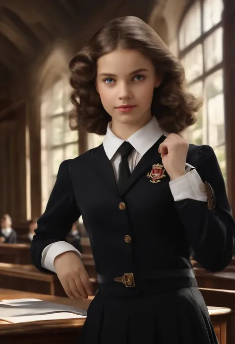 (Masterpiece,newest,Exceptional:1.2),1girll,Black school uniform,Classroom,