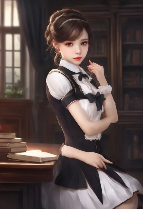 (Masterpiece,newest,Exceptional:1.2),1girll,Black school uniform,Classroom,