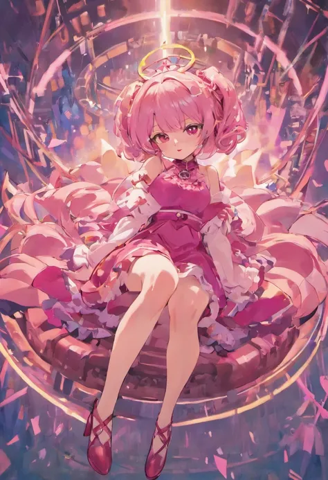 tmasterpiece,HighestQuali,anime - style image of a woman in a pink outfit sitting in a chair, cushart krenz key art feminine, splash art anime loli, from the azur lane videogame, shalltear bloodfallen, portrait of magical girl, azur lane style, official ar...