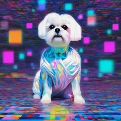 Sea Arts AI-generated painting is a fascinating image of an NFT hologram meme of a Maltese dog, que ilustra a cultura popular e a tecnologia de ponta. Nessa obra de arte, Creativity and artificial intelligence combine to create an exciting visual experienc...