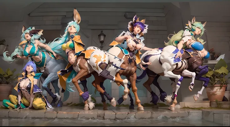 In the beautiful illustration of this super-grand scene，The ultra-long-range lens is shown（Over eight unique centaur characters：9.9），They all have their own characteristics，Vivid and interesting。Radiant angelic centaurs from the heavenly realm，To the helli...