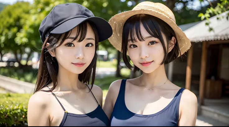 女の子1人、Women around 28 years old、garments(Camisole）、A dark-haired、Hats、耳Nipple Ring、a picture、realisticlying、top-quality、adopt、A detailed face、细致背景（Nigerian Tourism Board）、diffuse sunlight、depth of fields、独奏