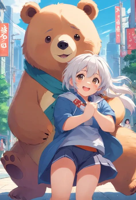 Love the cute bear characters in the game，Chubby body，White hair，There are special marks on the face，grin face