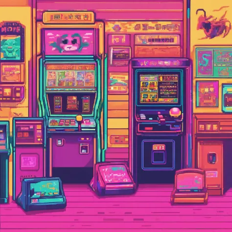 kawaii aesthetic, Arcade games room, lofi, vaporwave, synthetic wave