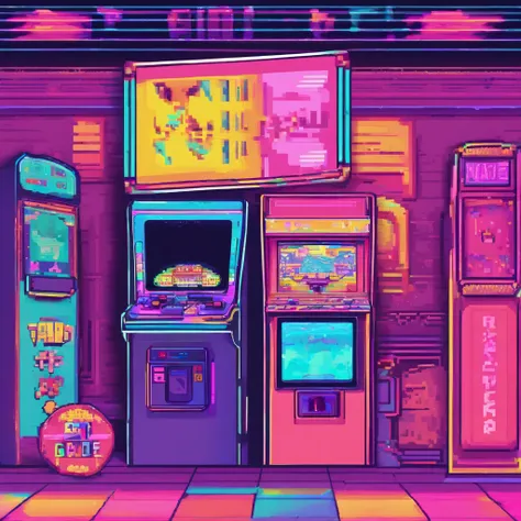 kawaii aesthetic, Arcade games room, lofi, vaporwave, synthetic wave