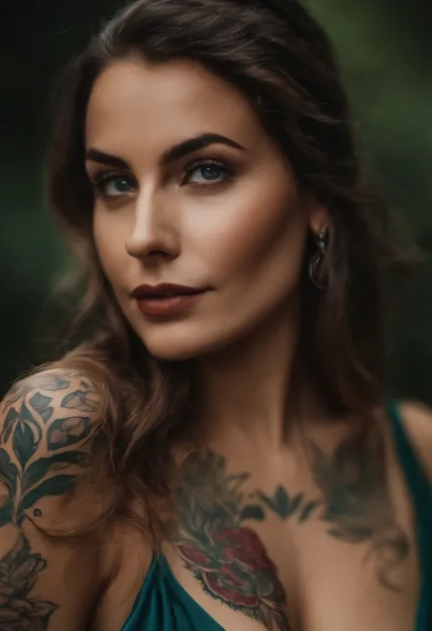 mulher loira linda ultra realista com tatuagem no corpo e na vagina