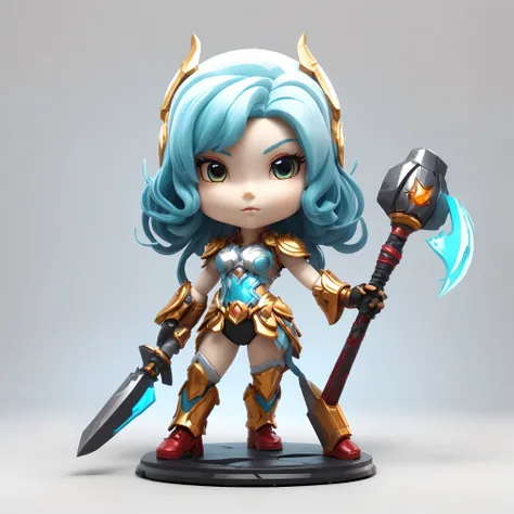 a close up of a toy figure of a girl with a sword, pvc figurine, Female lightning Jenasi, League of Legends characters, from league of legends, 2D Goddess Minerva, knights of zodiac girl, armor girl, very detailed character, Stylized 2D rendering, ashe, my...