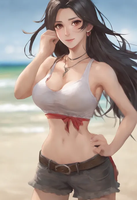 (((masterpiece))), best quality, expressive eyes, ((perfect face)), (detailed face), (((cute))), young, ((huge chest)), photorealistic, realistic, 4k, high quality, outside, beach, smile, happy, legs apart,
Black hair, very long hair, pale skin, red eyes, ...