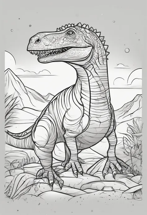 a Dinosaur,Cartoon Style,Thick,Drawing