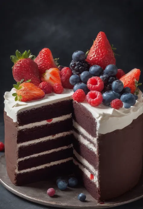 a delicious cake, cinematic, professional photography, studio lighting, studio background, advertising photography, intricate details, hyper-detailed, ultra realistic, 8K UHD