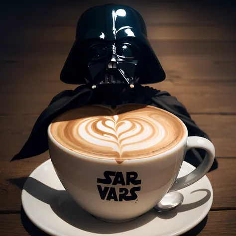 (latte art darth vader), Illustration, cinematic light, high resolution, best quality, ultra detailed, masterpiece,