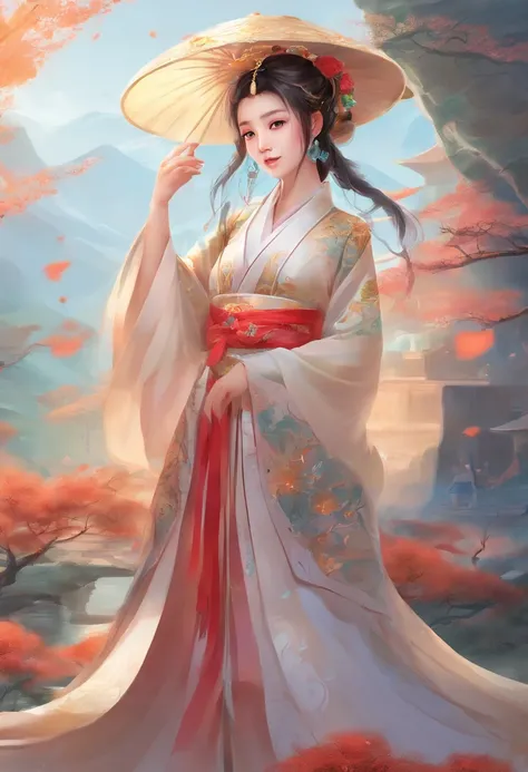 China-style，Tang dynasty baby girl，Hanfu，Cute and cute，Ball head，Hold a bunch of sugar gourds，Lively streets of Changan，Full body like，Detailed and accurate，depth of fields，8K,A high resolution,tmasterpiece,Beautiful wallpapers,high qulity,high detal,s the...