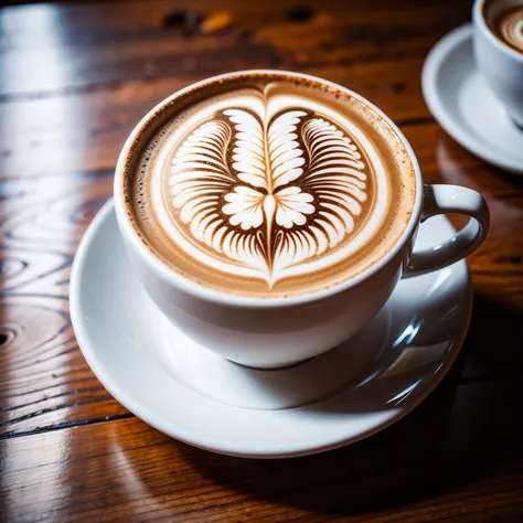 latte art using white form:1.5, butterfly latte art:1.5, a couple of coffee:1.3, intricate illustrations, delicate linework, fin...