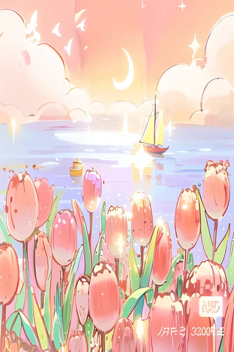 There is a painting,The painting is a boat in the water, anime beautiful peace scene, Anime background art, Gorgeous background, 8K)), Magnificent background, amazing background, 2 5 6 x 2 5 6, 256x256, Middle metaverse, anime backgrounds, Beautiful backgr...