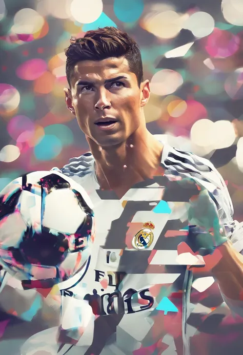 Cristiano Ronaldo,Teno Real Madrid，(pixar-style) (Master parts:1.2) (Bokeh) (Best quality) (Detailed skins) (detail texture) (8K) (clay) (Cinematic lighting)