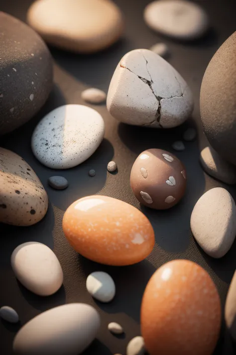 Close-up view of a lot of pebbles, Small compact