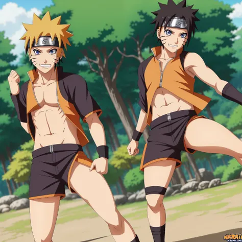 Naruto fusion with hinata, sexy, smiling, looking to you, nice body, summer wear, alone