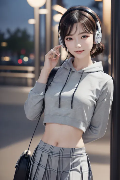 A extremely Cute and Beautiful Pictures of Japan Woman, (22 years old: 1.1), ((cowboy shot:1.3)), ((soft bar lighting: 1.3), (Backlight: 1.3), Full Body Lighting, (face soft lighting), Look Straight, Cinematic Angle, Graceful standing, (((night situation:1...