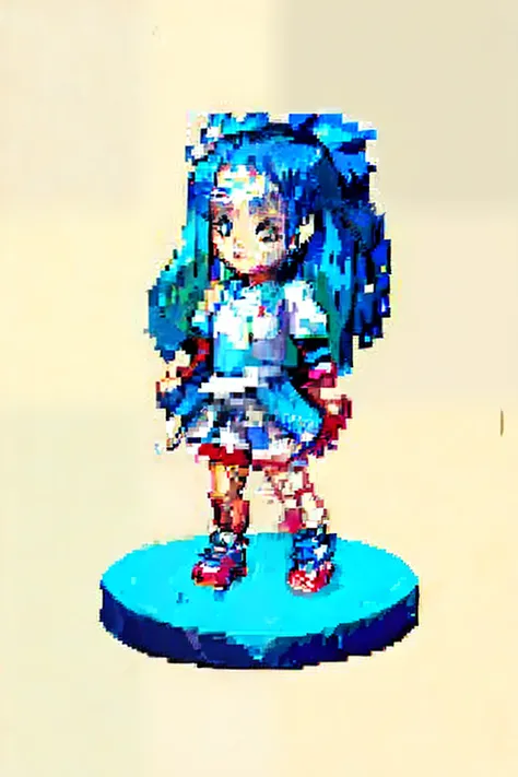 (​masterpiece、top-quality、top-quality)、pixels、Pixel art、女の子1人、full bodyesbian、Wear big sneakers、Light blue hair color、Wolfcut