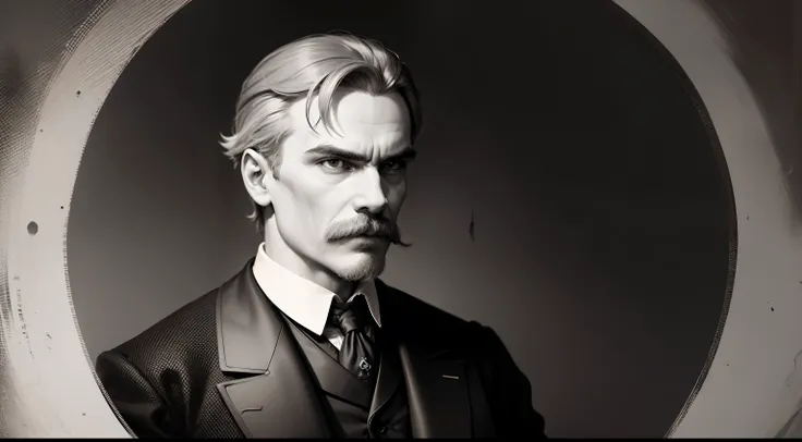 Friedrich Nietzsche em preto e branco