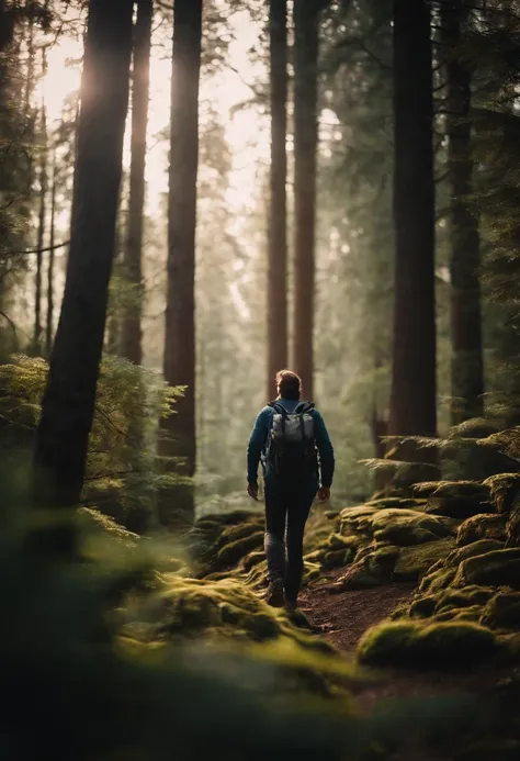 Exploring, forest, backpacks, Time of Day: afternoon Camera: DSLR Lens: Standard zoom lens