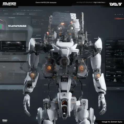 An alien，full bodyesbian，Humanoid，mechs，(Wearing a white zirconium dioxide ceramic surface mech:1.5)，(((Hard surface properties)))，(((streamlined line design)))，It has refined features in a sci-fi environment,with light glowing, Sparks and lights, best qua...