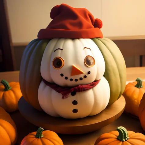 Pumpkin snowman