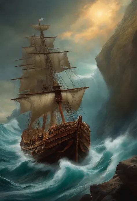 Create an illustration that depicts the scene in which Jonah boards the ship to Tarshish while fleeing Gods will.