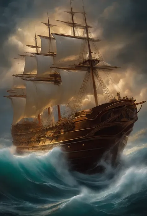 Craft artwork that illustrates divine intervention in the storm and how it affects the ship.