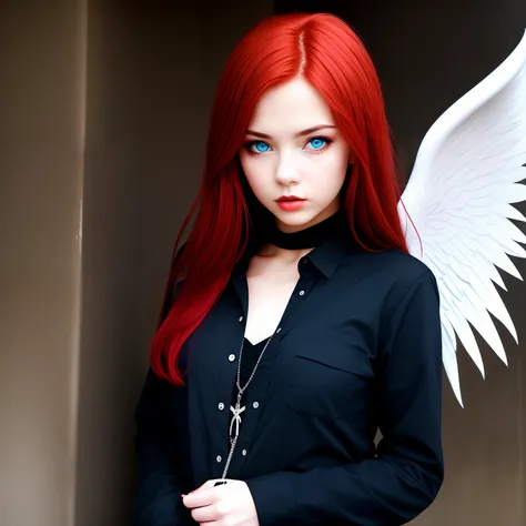 Red haired blue eyed angel of death girl