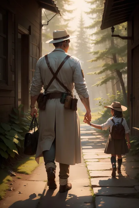 An oil painting in the Realist style featuring a wise mentor guiding a younger person through a challenging journey. The phrase "show me the way" embodies mentorship and learning