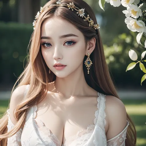 Absurd, Ultra-detailed, High quality, Detailed face, Beautiful eyes, Aphrodite was a vision of ethereal loveliness, radiates an enchanting aura that captivated everyone who saw her. She has an otherworldly elegance and、Had a charm that could shake even the...