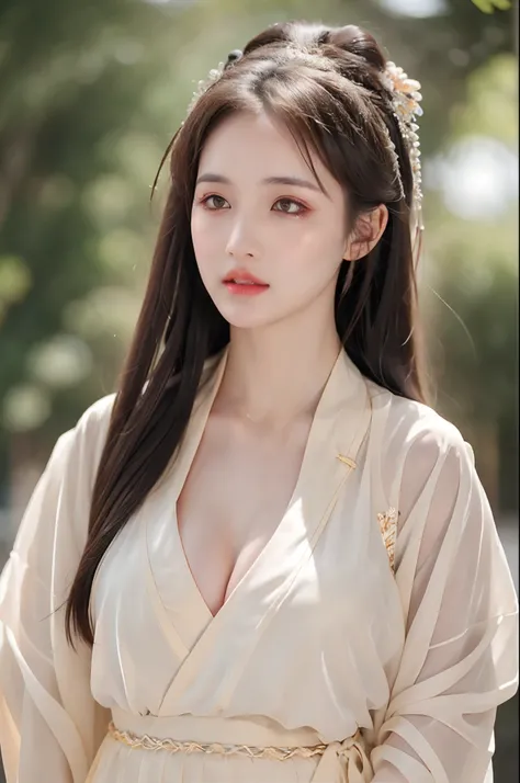 ((Best Quality, 8k, Masterpiece: 1.3)), Focus: 1.2, Perfect Body Beauty: 1.4, Buttocks: 1.2, ((Layered Haircut)), (Wet Clothes: 1.1), (Rain, Street:1.3), (Breasts: 1.2), (Hanfu: 1.2), Bare Shoulders, Bare Legs, Highly Detailed Face and Skin Texture, Fine E...