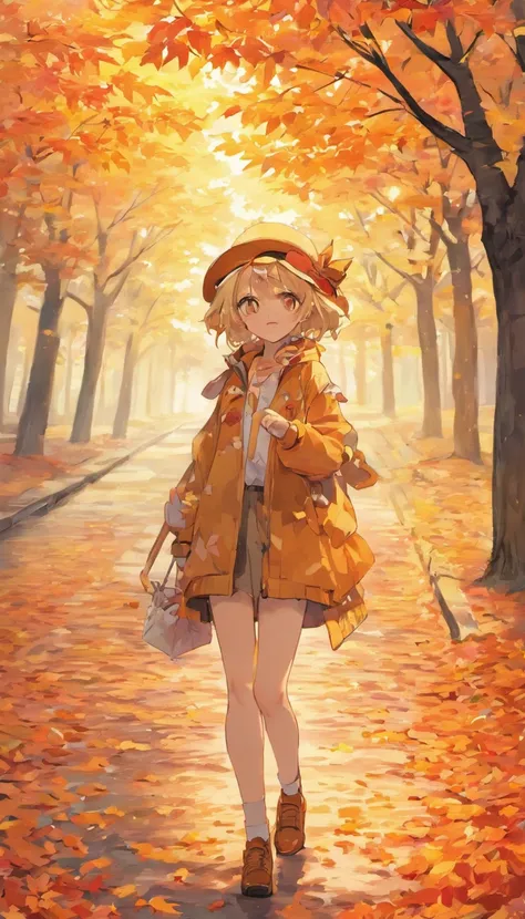 Falling leaves in September are cool street girl maple leaf flowers