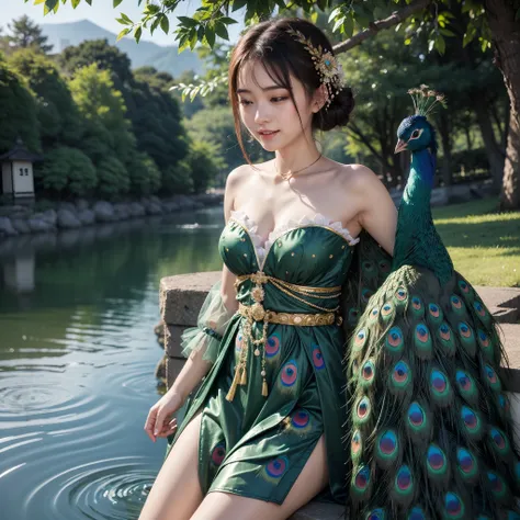 (in 8K、RAW Photos、top-quality、​masterpiece:1.5)、(realisitic、Photorealsitic:1.5)、ultra-detailliert、超A high resolution、lighting like a movie、(((Idols who love peacocks)))、(((Japan 16 year old girls)))、(((Wearing a cute costume with a peacock motif)))、(A lot ...