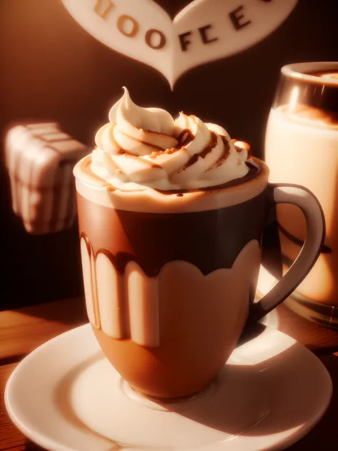 there is a cup of coffee with a heart on top, highly detailed vfx espresso, cappuccino, daily render, latte art, super detailed render, 3 d render stylized, cozy cafe background, coffee art, cute 3 d render, designed in blender, stylized 3 d, stylized as a...