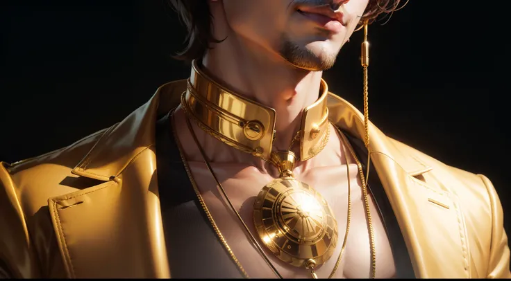 modern man with gold cord around his neck